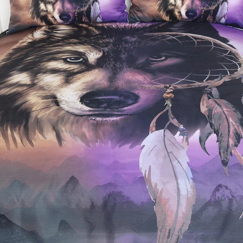 Housse de Couette Tête de Loup Attrape Rêve